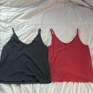 Women's Dark Gray and Red Camisole Tops